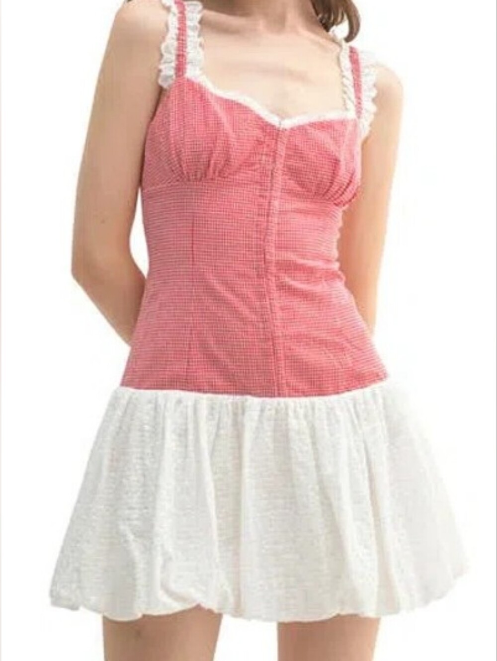 Lush Red Gingham Bustier Bubble Dress